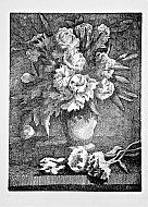 Vaso di fiori con rose e peonie